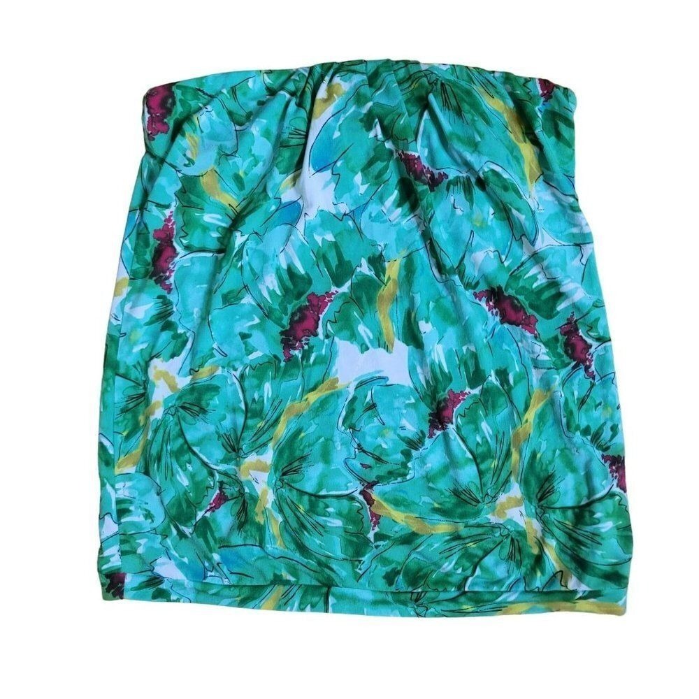 The Limited Strapless Top XSP Green Floral Stretch Tropical Y2K‎